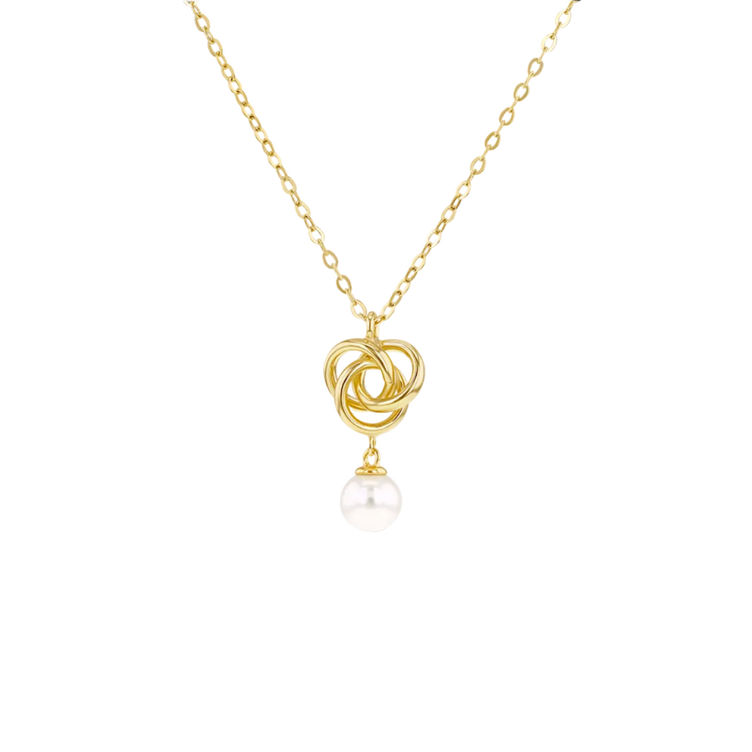9ct Yellow Gold Freshwater Pearl Knot Necklace