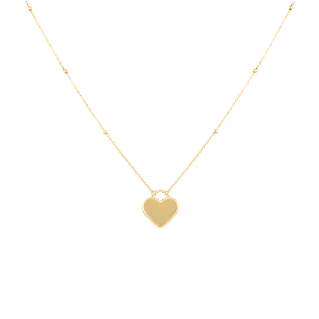 9ct Yellow Gold Heart Drop Trace and Ball Necklace