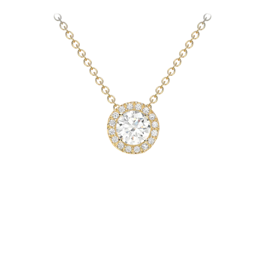 9ct Yellow Gold CZ Slider Pendant Adjustable Necklace