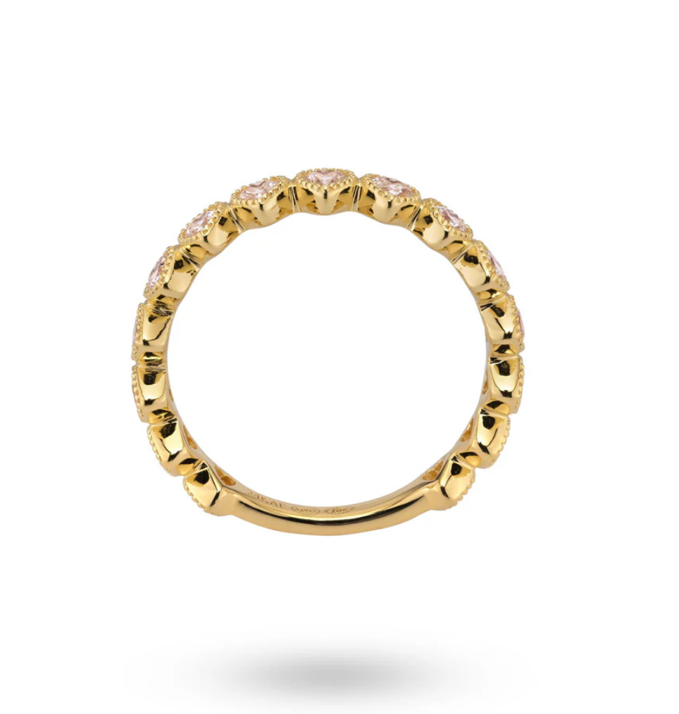 Ring With Pink Heart Shaped Stones