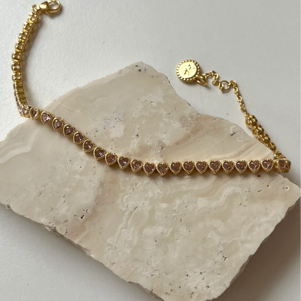 Bracelet With Pink Heart Shaped Stones