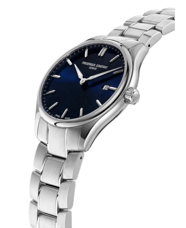 Frederique Constant Classics Stainless Steel Blue Dial Date Quartz Mens Watch