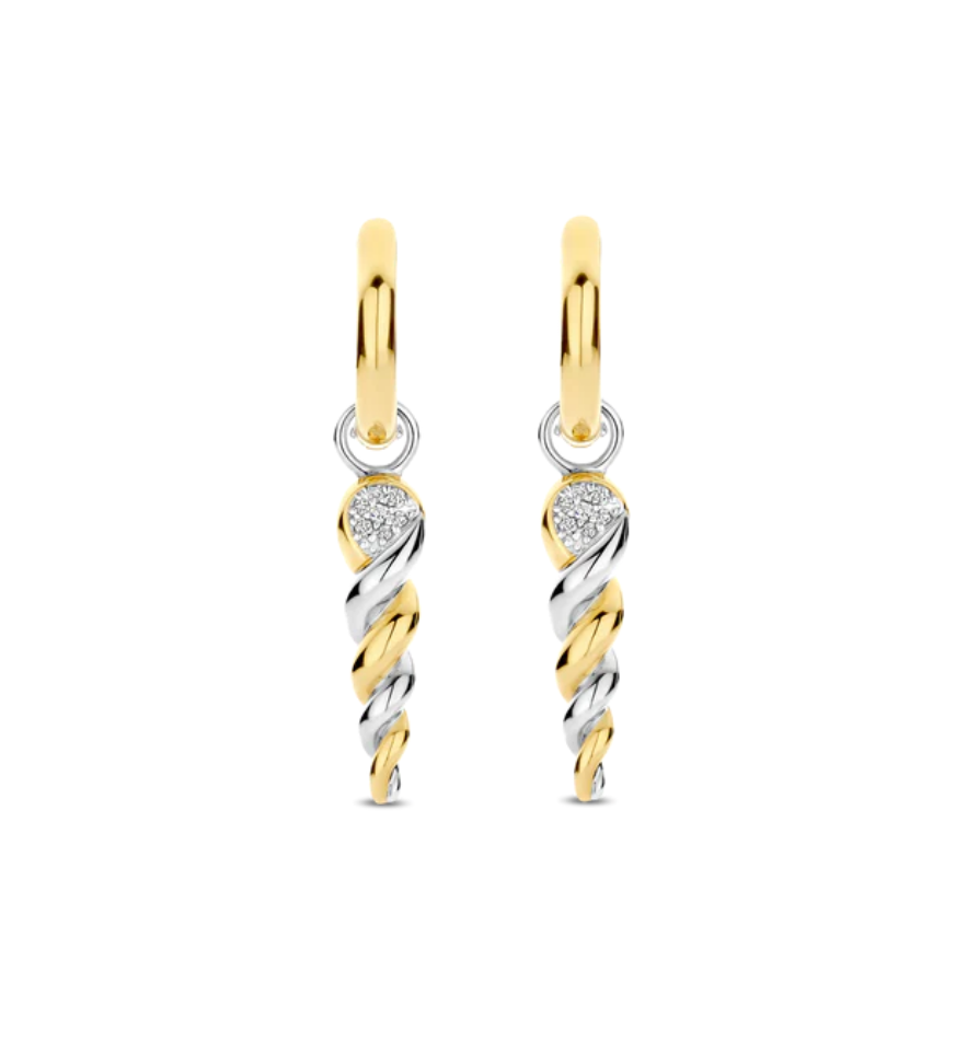 TI SENTO Gold-Plated Twisted Drop Earrings