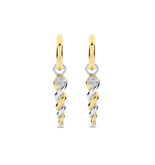 TI SENTO Gold-Plated Twisted Drop Earrings