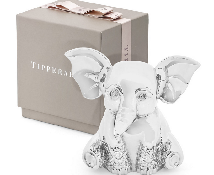 Silver Elephant Money Box