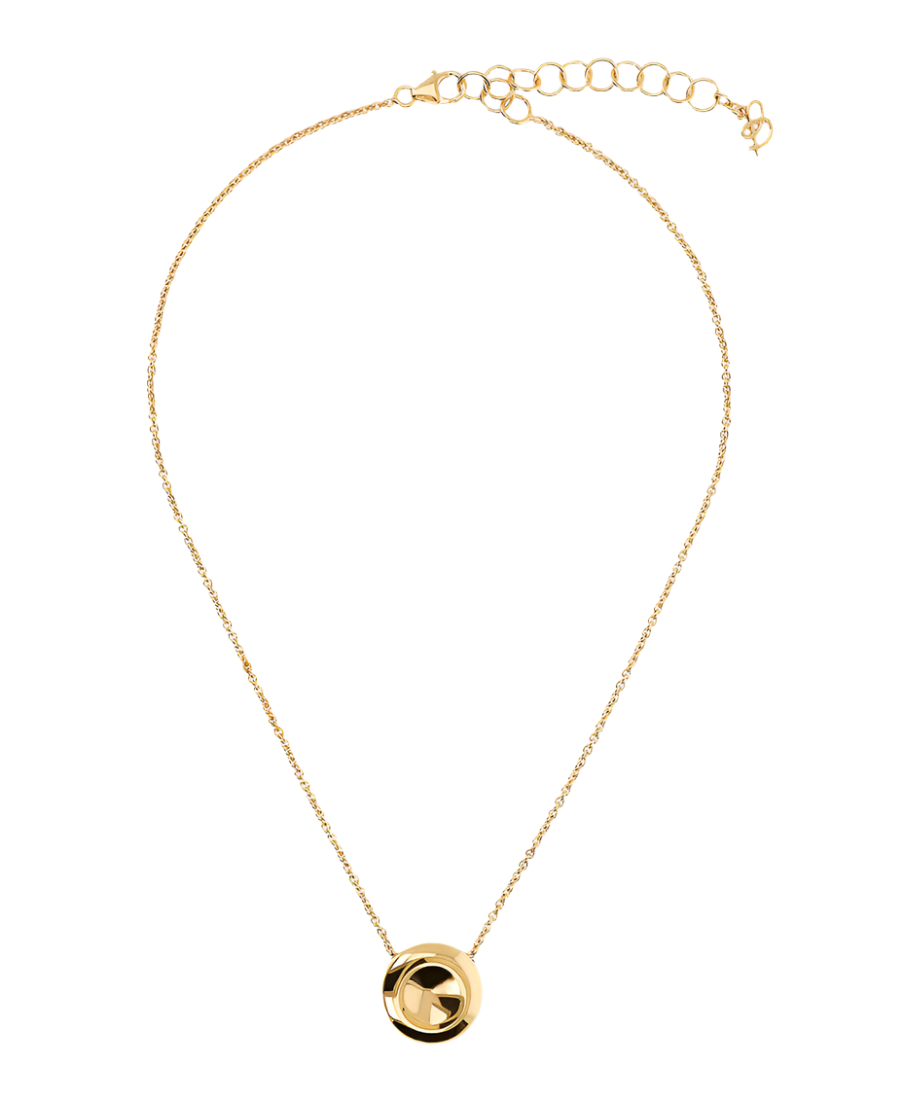 Golden Chain Necklace with Shiny Button Pendant