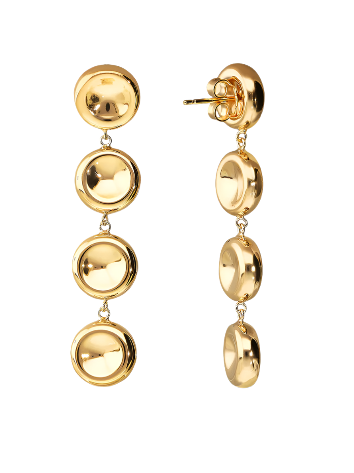 Golden Drop Earrings with Shiny Buttons