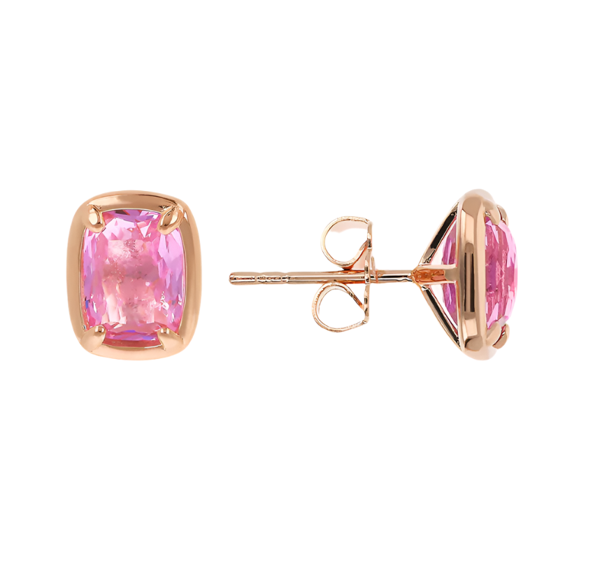 Stud Earrings with Baguette Gem Prism