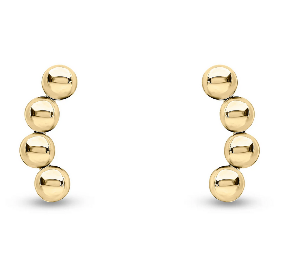 9ct Yellow Gold Curved 3MM Balls Earrings