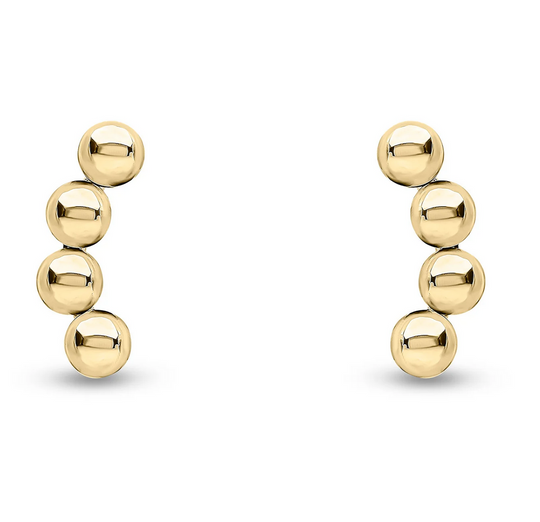 9ct Yellow Gold Curved 3MM Balls Earrings