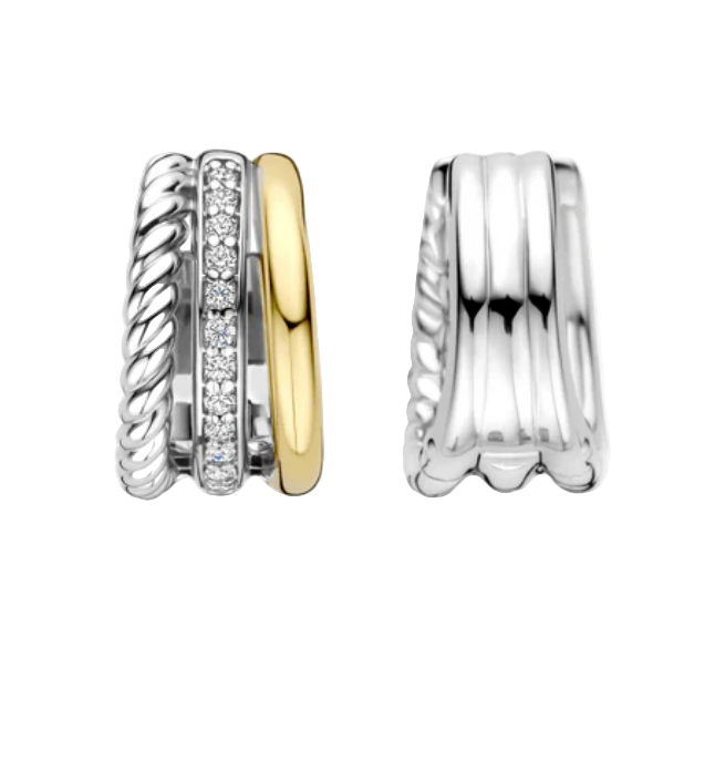 Ti Sento White Yellow Gold Plated Earrings