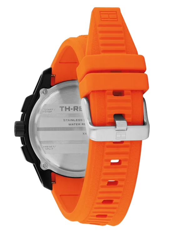 Tommy Hilfiger Orange Rubber Black Dial Watch