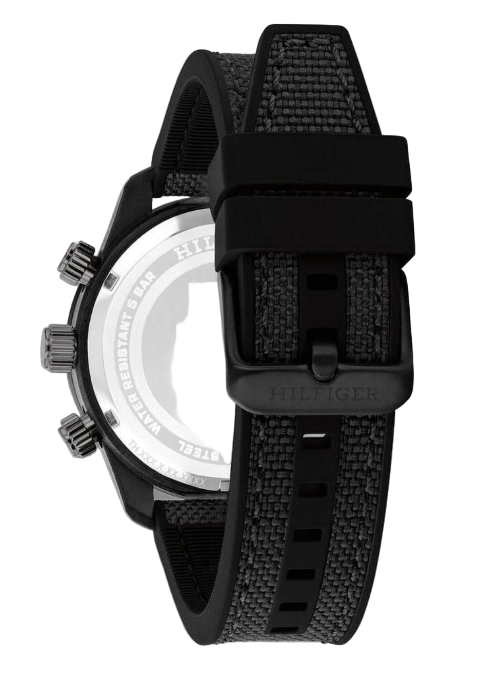 Tommy Hilfiger Black Monogram Dial Black Strap Watch