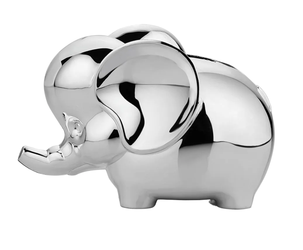 Rhodium Plate Elephant Money Bank