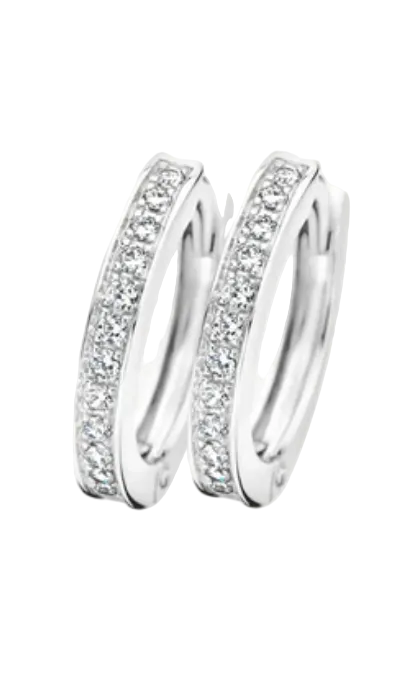 Blush 14ct White Gold Zirconia Huggie Hoop Earrings