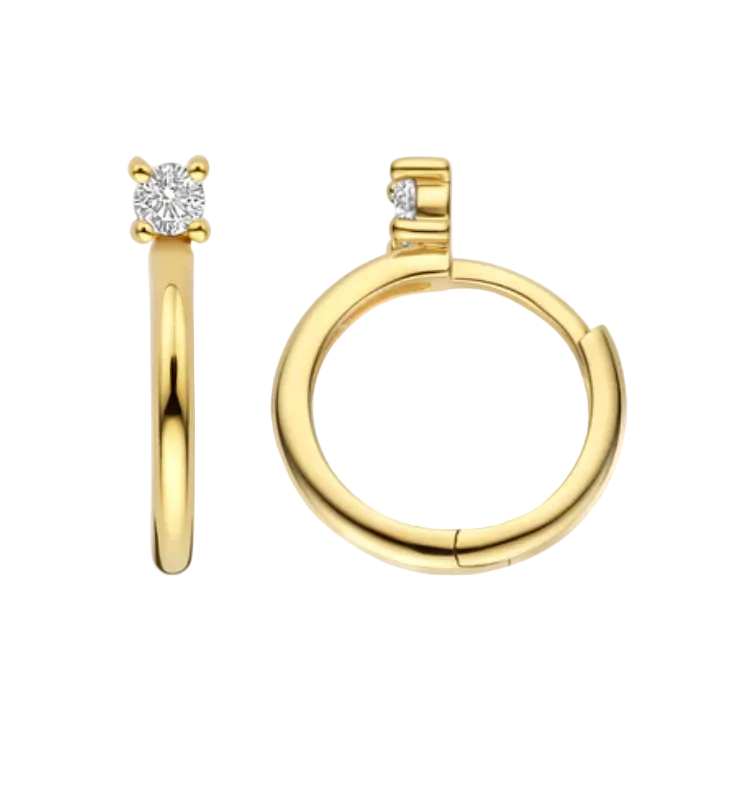 Blush 14ct Gold Hoop Earrings with Zirconia Studs