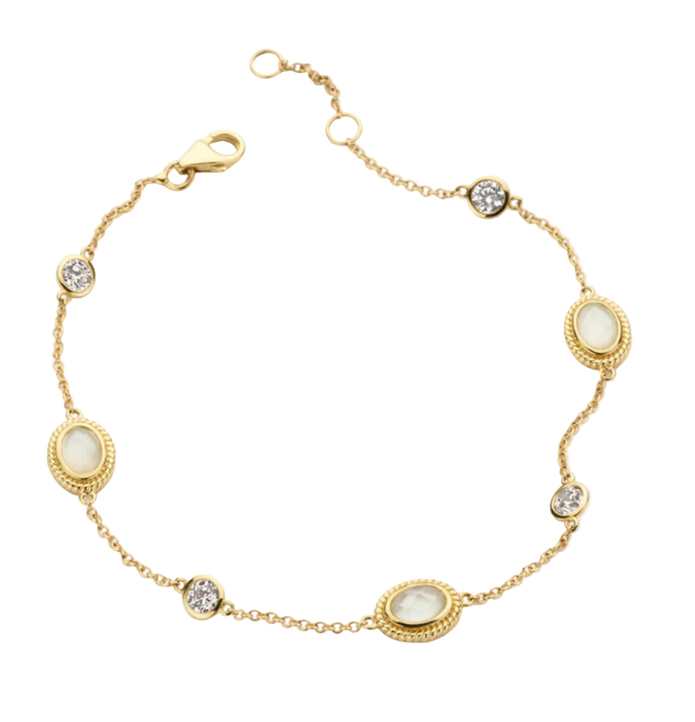 Blush 14ct Gold Mother of Pearl and Zirconia Bracelet