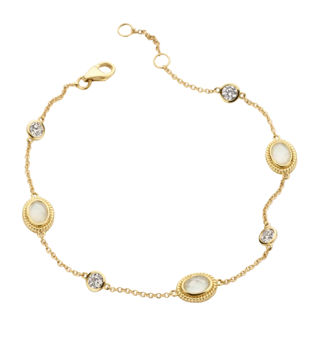 Blush 14ct Gold Mother of Pearl and Zirconia Bracelet