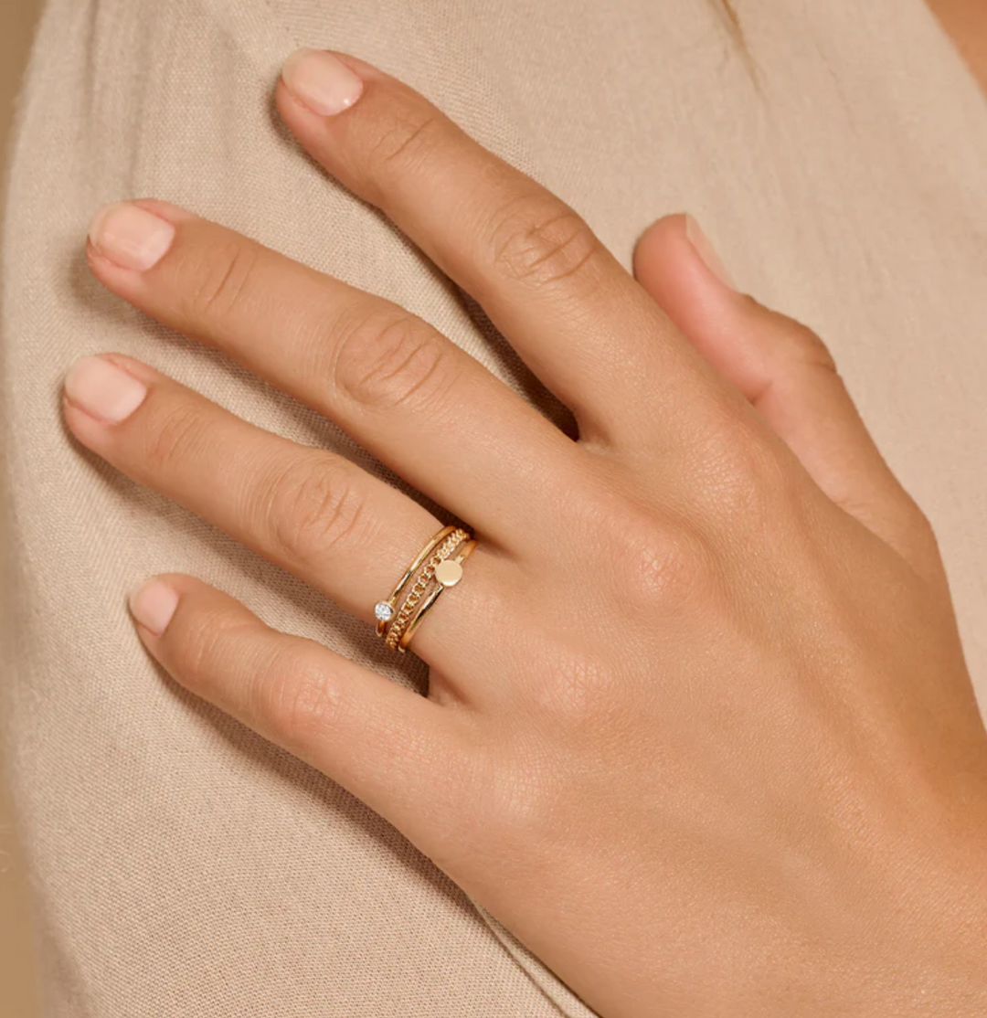 Blush 14ct Gold Disc Ring Minimalist Stacking Band