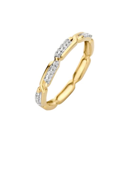 Blush 14ct Bicolour Gold Twisted Link Zirconia Ring