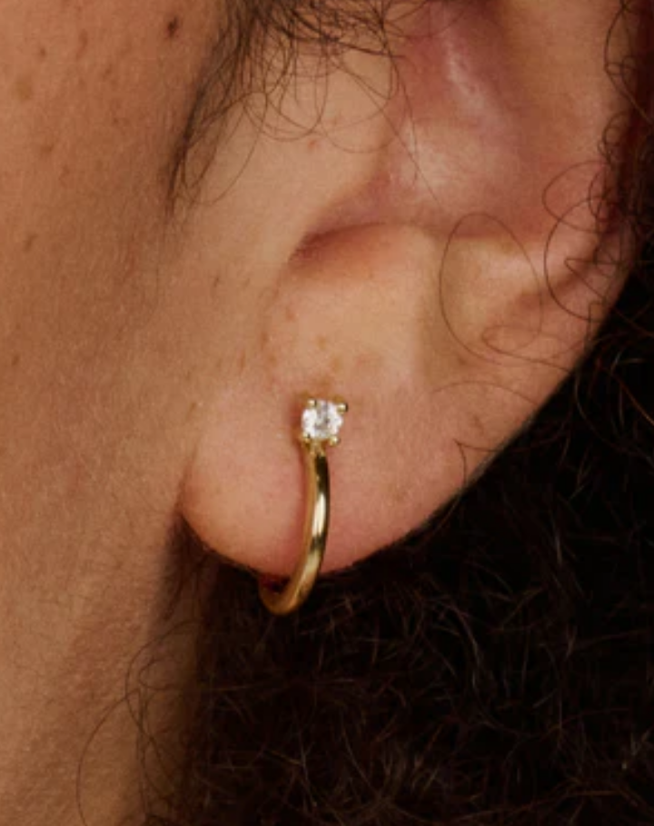 Blush 14ct Gold Hoop Earrings with Zirconia Studs