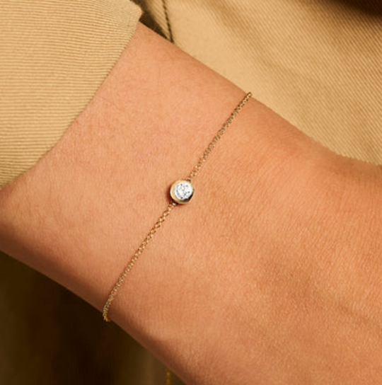 Blush 14ct Gold Fine Chain Bezel-Set Diamond Bracelet