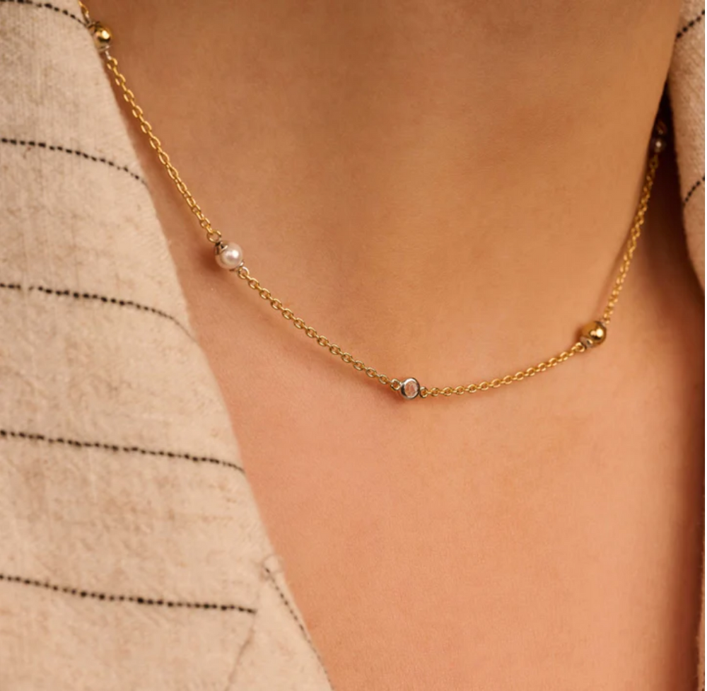 Ti Sento Pearl Charm Necklace