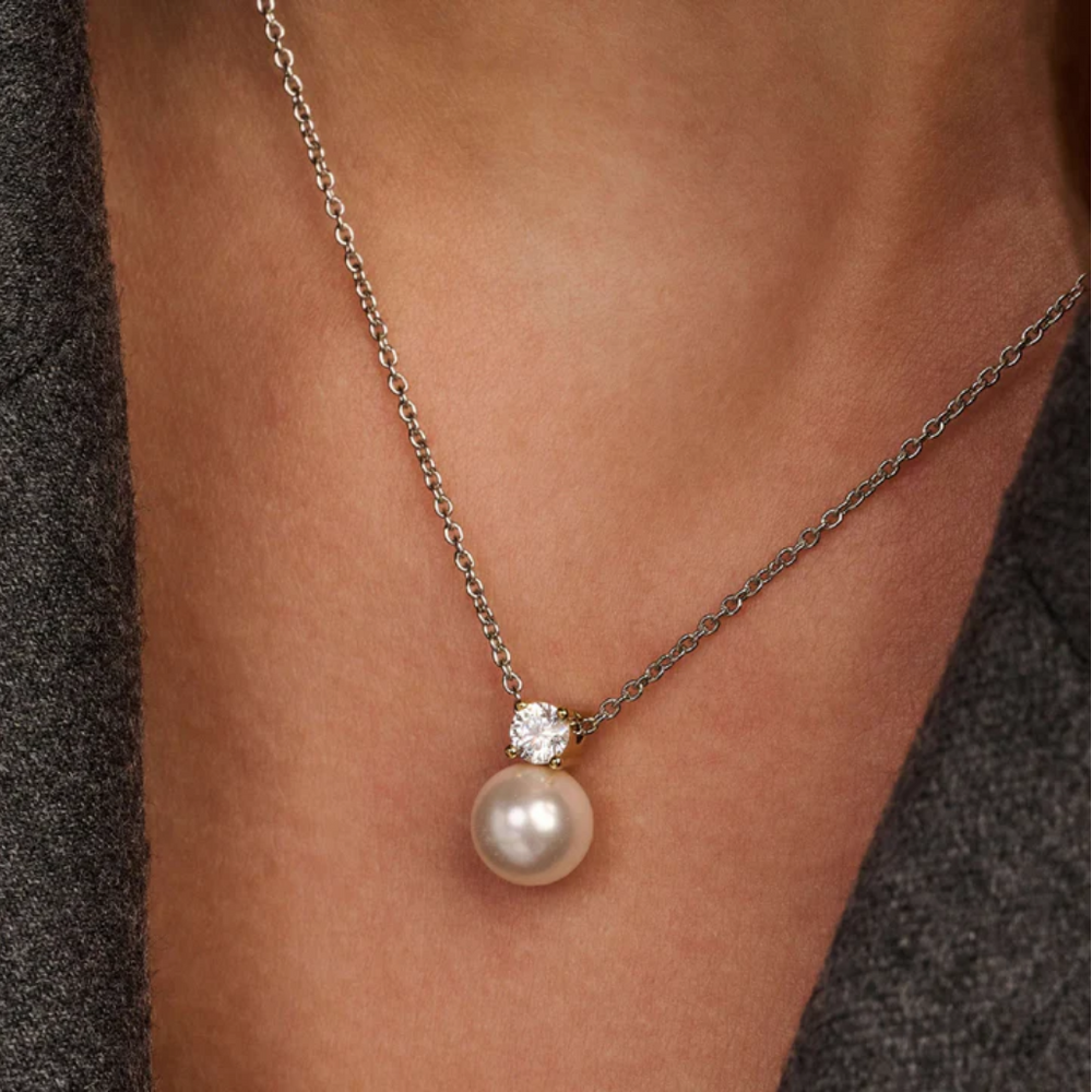Ti Sento Zirconia Pearl Necklace