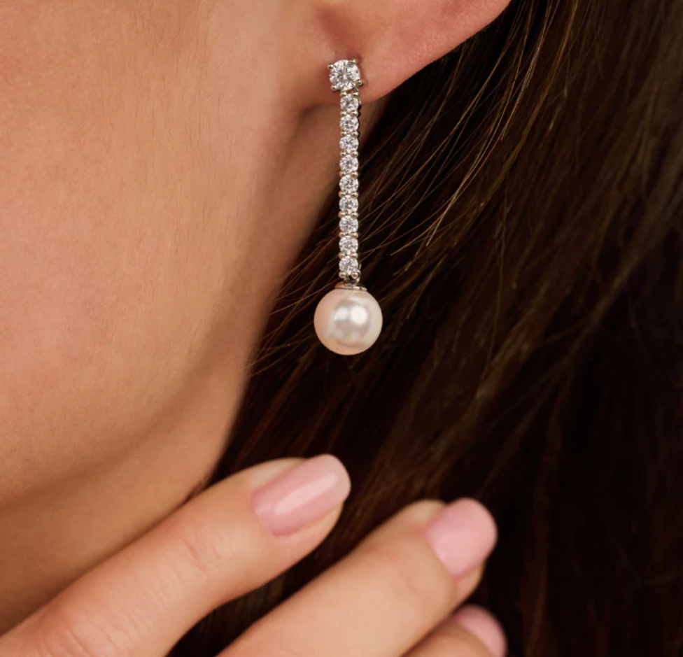 Ti Sento Drop Zirconia Pearl Earrings