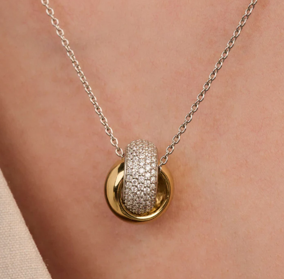 Ti Sento Bold Zirconia Crossover Necklace