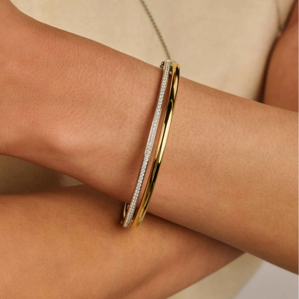 Ti Sento Zirconia Double Bangle