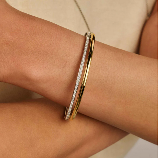 Ti Sento Zirconia Double Bangle