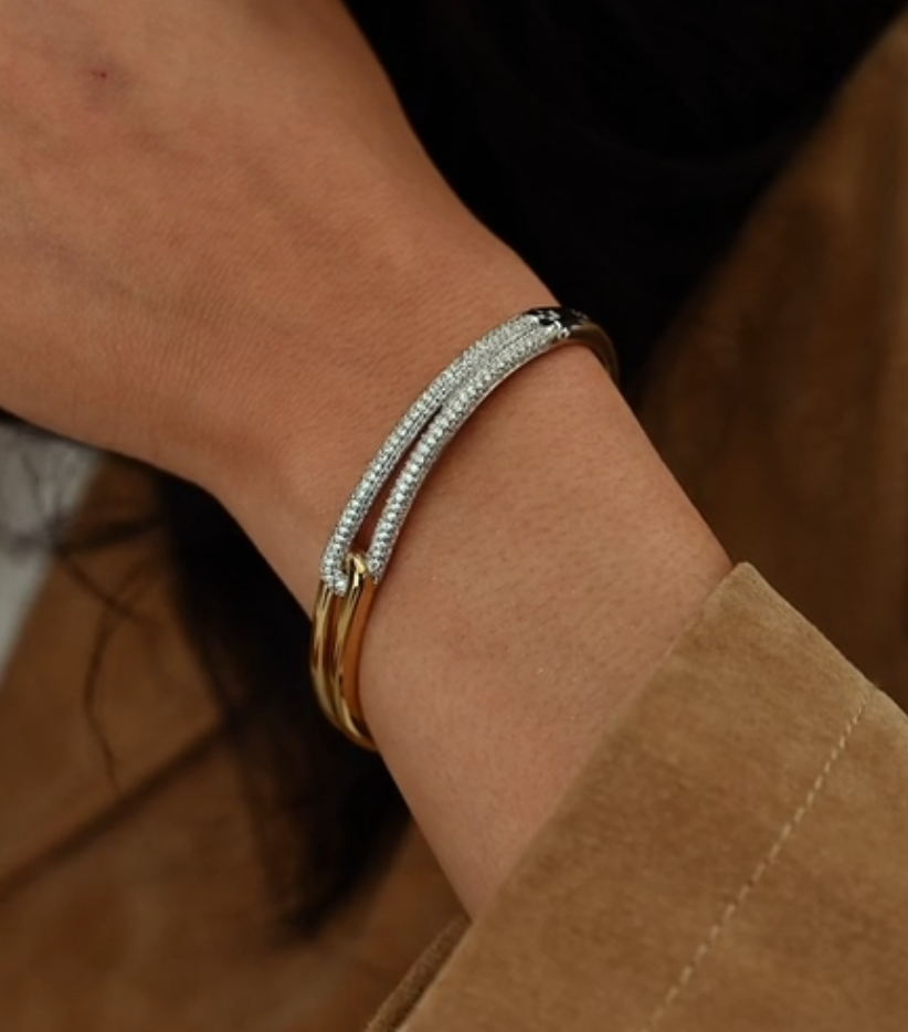 Ti Sento Zirconia Connected Bangle