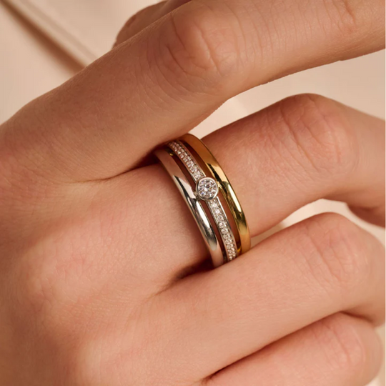 Ti Sento Triple Band Ring with Stone