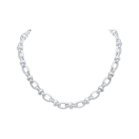 Silver 10.7mm Handmade Oval Pinched Link Chain
