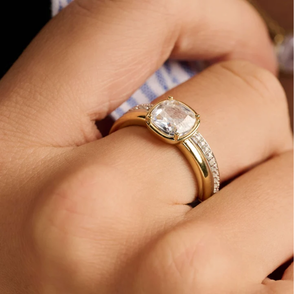 Ti Sento Double Band Zirconia Gold Vermeil Ring