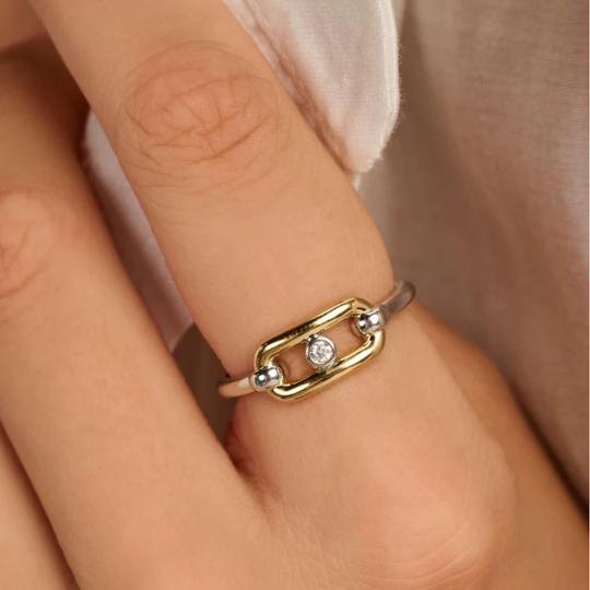 Ti Sento Open Chain Ring with Round Zirconia