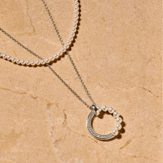 Ti Sento Pearl Zirconia Circle Necklace
