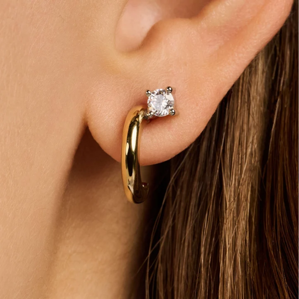 Ti Sento Zirconia Half Hoop Earrings