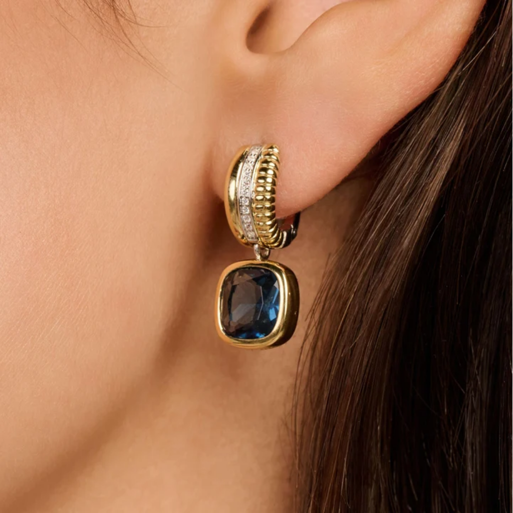 Ti Sento Blue Cushion Structure Hoops
