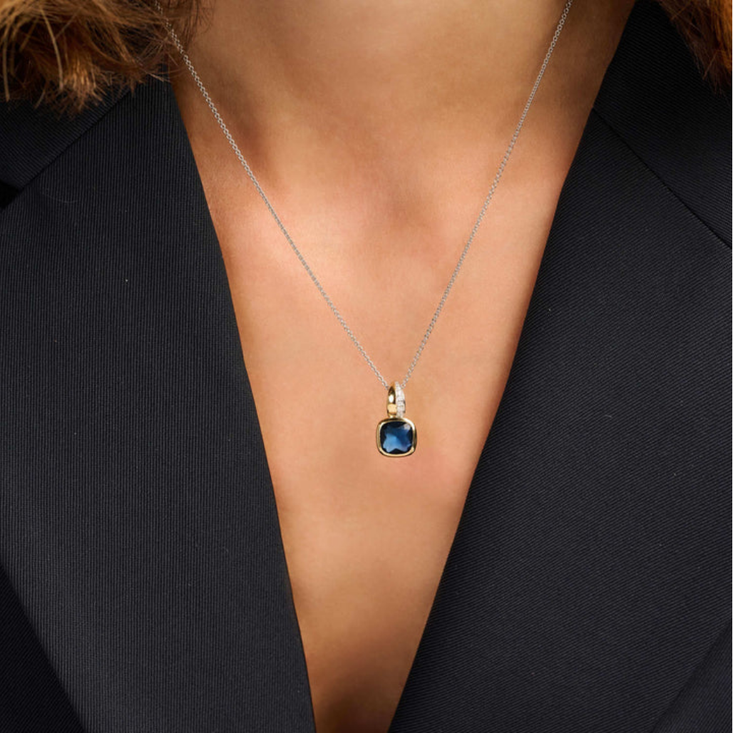 Ti Sento Blue Cushion Necklace