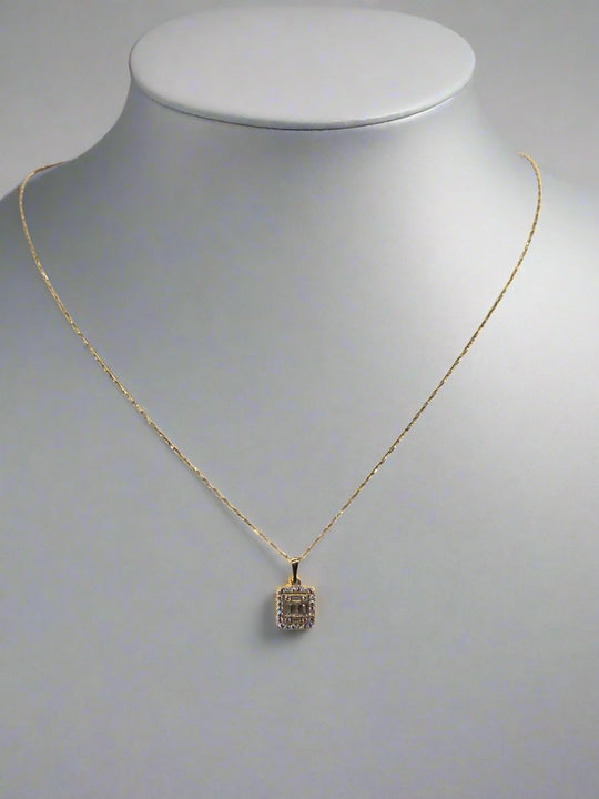 Diamond Pave Square Pendant Necklace