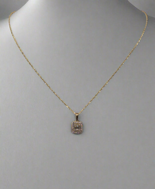 Diamond Pave Square Pendant Necklace