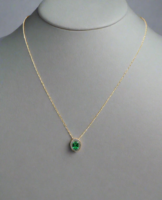 Oval Cut Emerald Ladies Necklace