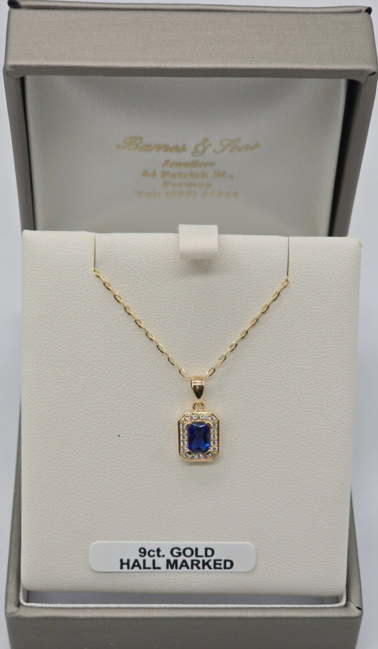 Blue Sapphire Teardrop Pendant with Diamond