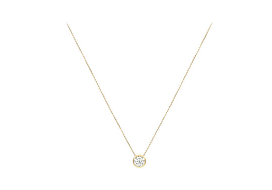 9ct Yellow Gold CZ 6.7mm Slider Adjustable Necklace