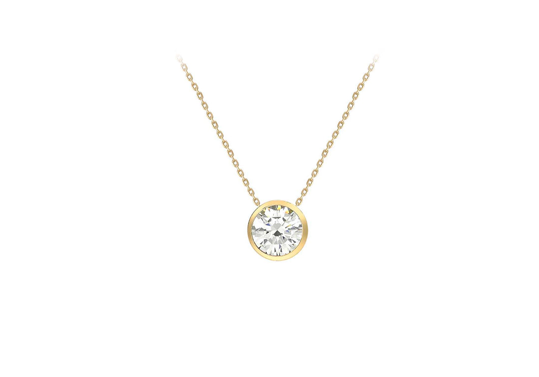 9ct Yellow Gold CZ 6.7mm Slider Adjustable Necklace