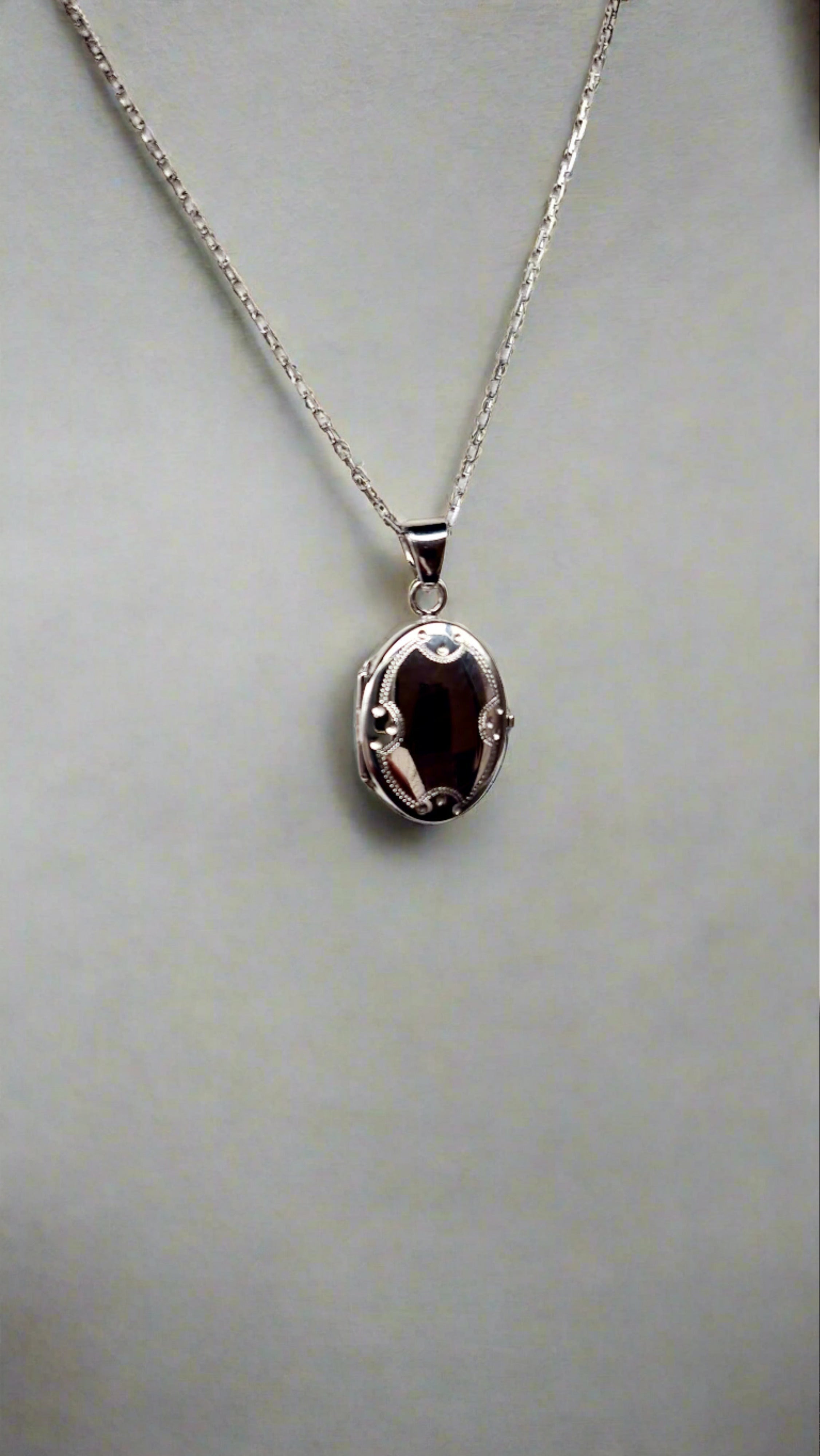 Sterling Silver Necklace With Oval Locket