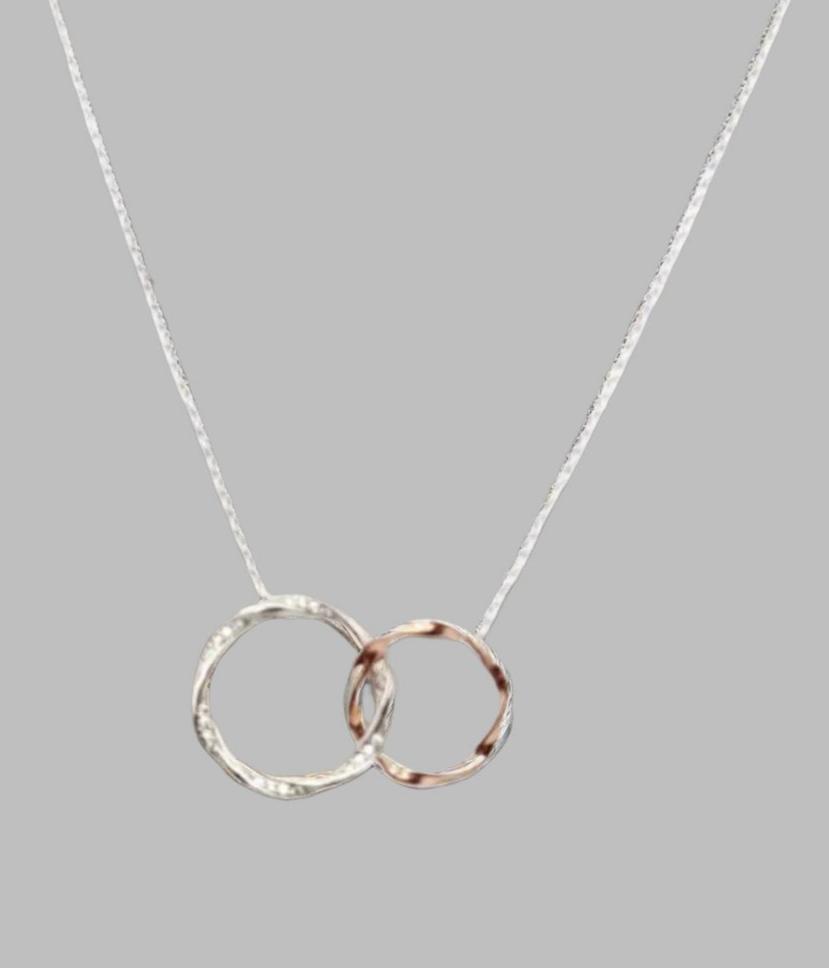 Cubic Zirconia Two Tone Circle Necklace