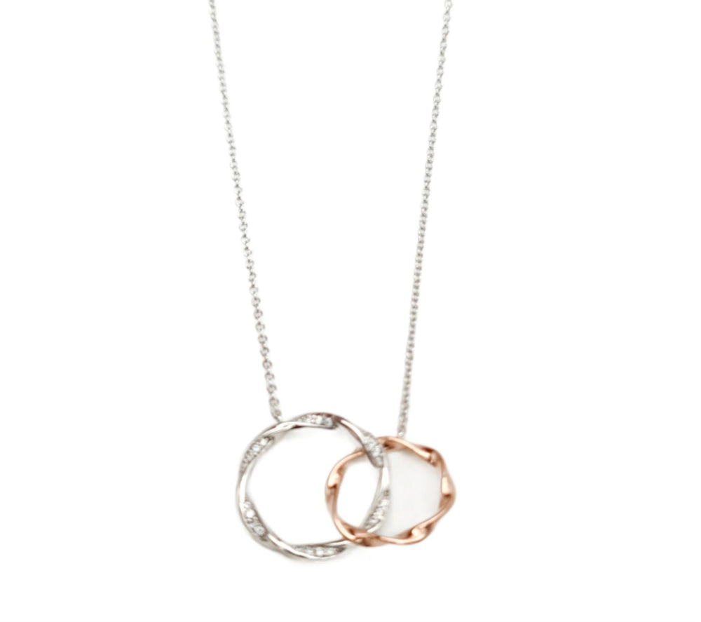Cubic Zirconia Two Tone Circle Necklace